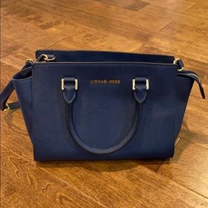 Michael Kors blue embossed leather purse